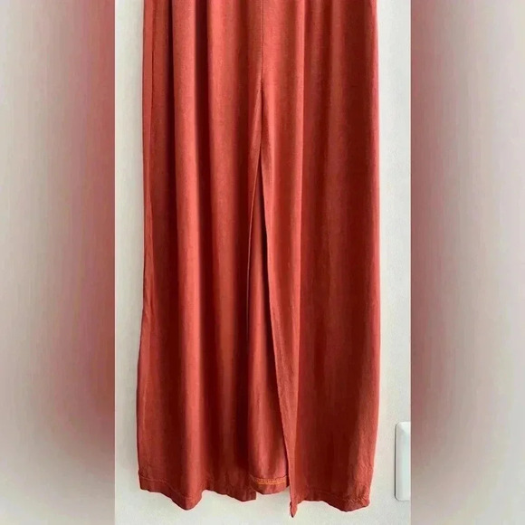 boohoo Stretch Midi Dress, Ruffled Off the Shoulder Sleeves, Burnt Orange, 6 - Picture 8 of 16